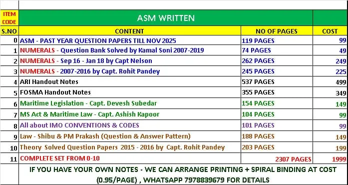 Asm Written Complete Set From 0-10