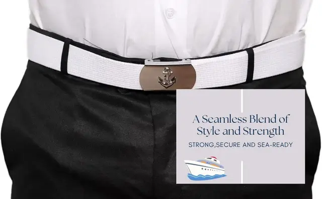 Merchant Navy White Belt with Anchor Logo