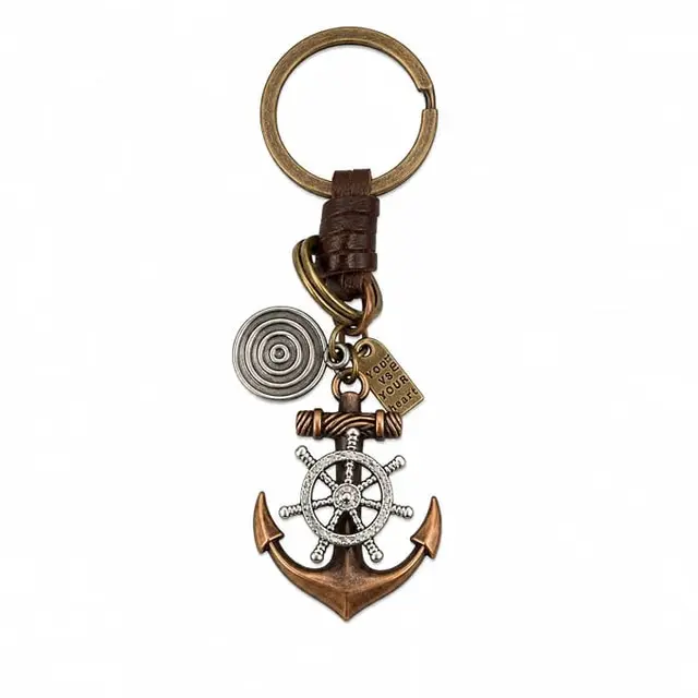 Metal Anchor Wheel Key Chain Copper& Silver