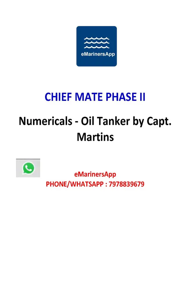 Numericals - Oil Tanker by Capt. Martins FIRST MATE PHASE II NOTES