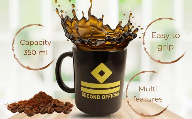 Second Officer Black Ceremic coffee mug