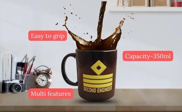 Second Engineer Black Ceremic coffee mug