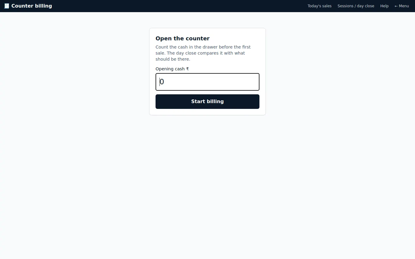 Opening the counter for billing (POS) in the demo seller panel