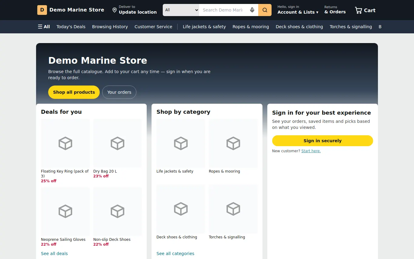 The demo shop's storefront home page